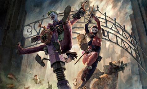 Dc Comics The Joker And Harley Quinn Arkham Asylum Breakout Art Print Sideshow Fine Art Prints