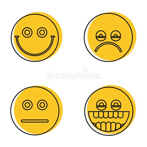 Emoji Emoticons Icons In Flat Style On Color Background Stock Vector