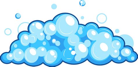 Cartoon Soap Foam With Bubbles Light Blue Suds Of Bath Shampoo