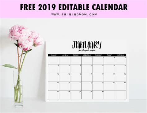 Any year, any month, and plenty design layout to choose from! FREE Fully Editable 2019 Calendar Template in Word