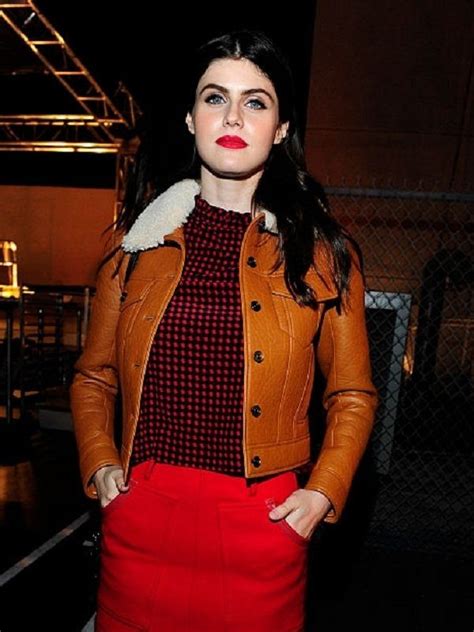 Alexandra Daddario Fur Brown Leather Jacket Rockstar Jacket