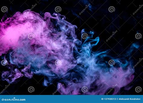 Of Pink Purple And Blue Wavy Smoke On A Black Isolated Background