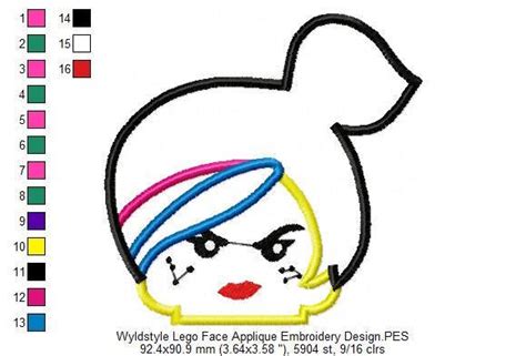 Wyldstyle Lego Face Applique Embroidery Design Instant Download By Cartoonsappliqueco On Etsy