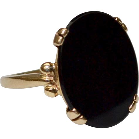 14k Gold Oval Black Onyx Ring From Blackwidowvintiques On Ruby Lane