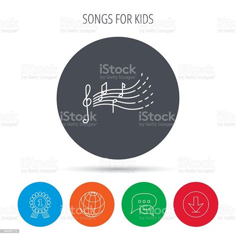 Songs For Kids Icon Musical Notes Melody Sign Stock Illustration
