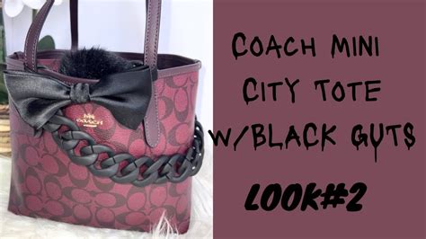 Coach City Tote In Signature Canvas Oxblood Mini Tote Look 2 Black
