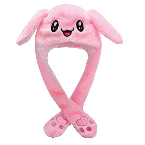 Cute Bunny Hat With Moving Ears Funny Plush Moving Rabbit Hat Pinching Ear To Movekawaii Hat