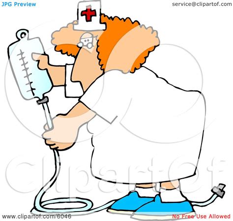 Nurse Preparing An Intravenous Drip For A Hospitalized Patient Clipart