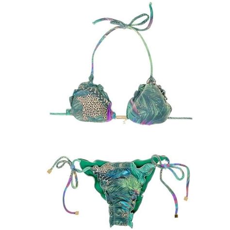 Larissa Minatto Womens Swimwear Pleated Tropical Print Triangle Bikini