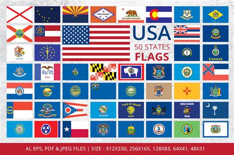 States Flags Of Usa By Digital Artist