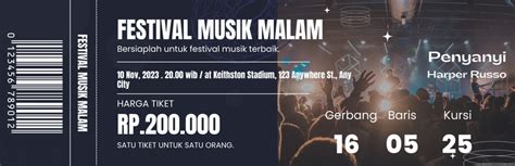 Gratis Contoh Tiket Konser Keren Canva