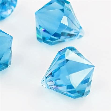 Bright Blue Acrylic Medium Diamonds Decorative Gems 3 Cups