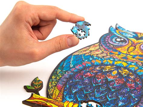 Wooden Puzzle Jigsaw Unidragon Charming Owl Unique Colorful Etsy