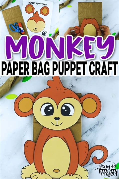 Printable Monkey Paper Bag Puppet Template Simple Mom Project