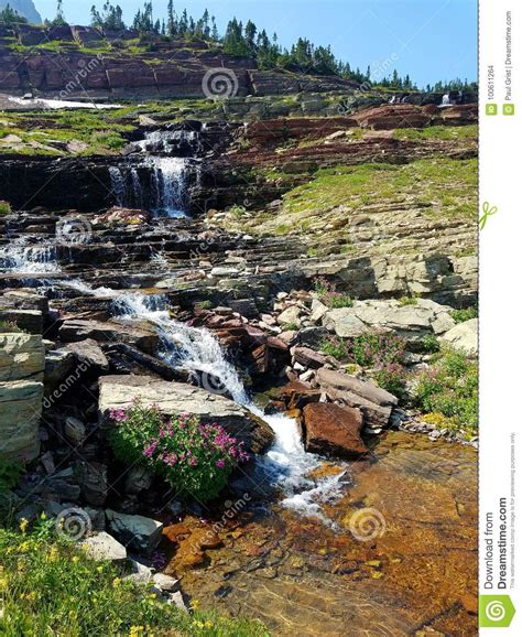 4k Amazing Rocky Mountain High Glacier Stream Waterfall In The Summer