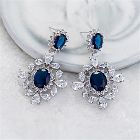 Luxury Blue Dangle Earrings With Full Guarantee