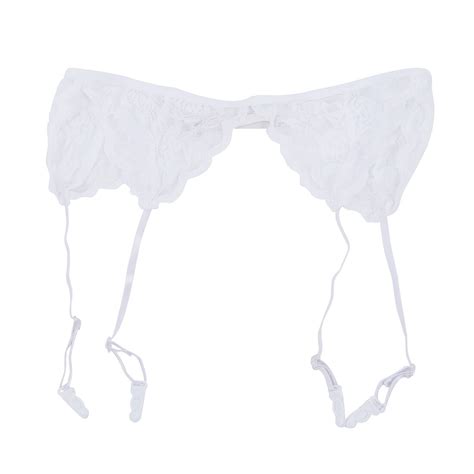 white floral lace mesh garter belt in garters from underwear and sleepwears on