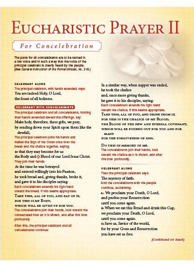 Eucharistic Prayer 2 Concelebrant Card Faith Catholic Store