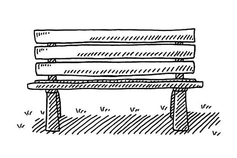 Drawing Of The Bench In Park Clip Art Vector Images And Illustrations