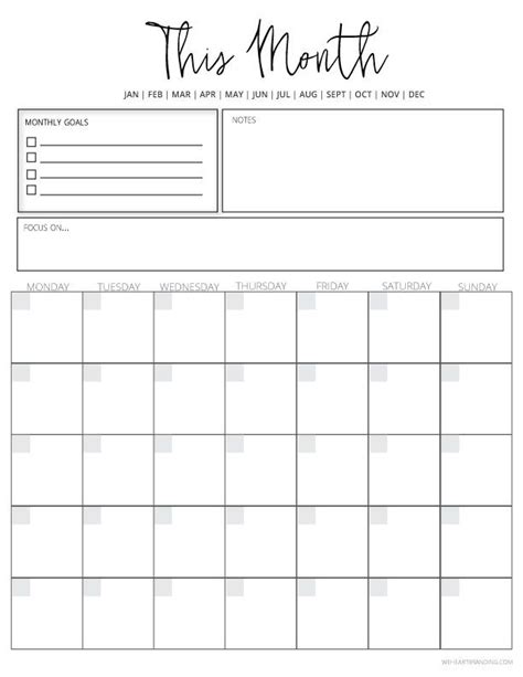 Free Printable Undated Calendar Calendar Printables Free Templates