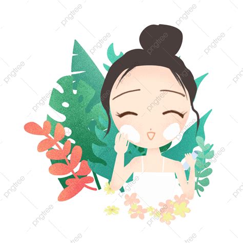 Skin Care Products Clipart Vector Cartoon Girl Beauty And Skin Care
