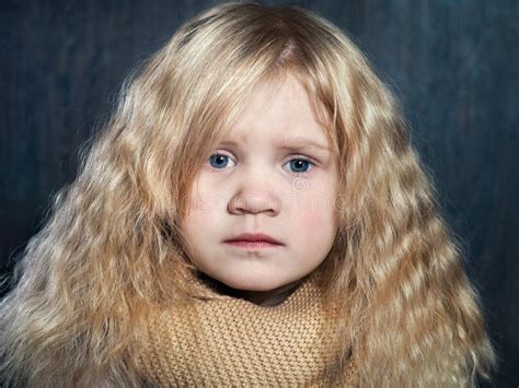 Portrait Of Sad Little Girl Is Very Beautiful Stock Image Image Of