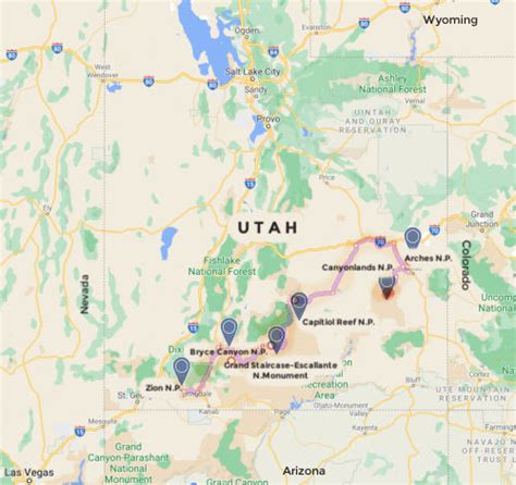 Driving Utah National Parks 7 Day Road Trip Map Itinerary