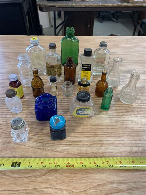 Lot Of Antique Extract Medicine And Cleaner Bottles