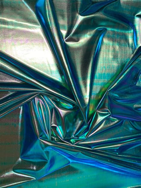 New Blue Green Iridescent Foil Metallic Spandex Foil 4way Etsy