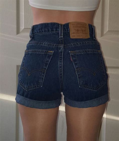 Levi S High Waist Vintage Jean Denim Cuffed Shorts Etsy Canada