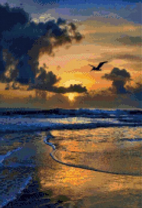 Caribbean Beach Sunset Cross Stitch Pattern Pdf Instant