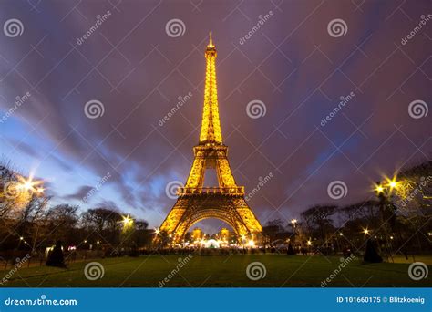 Eiffel Tower At Dusk In Paris France Editorial Image Image Of