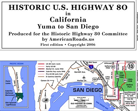 Historic Highway 80 Map San Diego Bay Sd Usa • Mappery