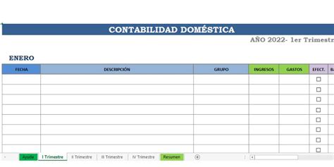 Plantilla Excel Para T Contabilidad Dom Stica Descarga Gratis