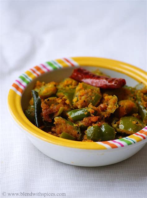 Capsicum Senagapindi Kura Recipe ~ Andhra Style Capsicum Besan Stir Fry