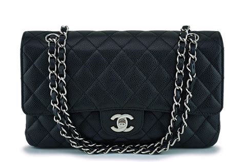 Chanel Black Caviar Classic Medium Double Flap Bag SHW