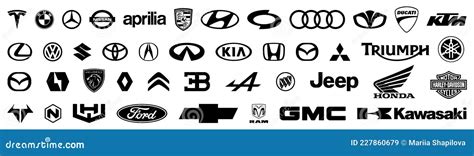 Set Of Popular Car And Motorcycle Brands Logos Editorial Stock Image