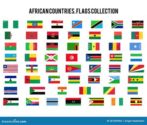 Africa Flag Icons Set African Countries Original Flags Egypt