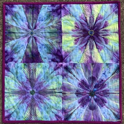julie stocker quilts at pink doxies ice dyed mandala flowers quilt