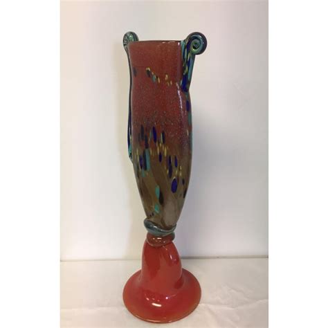 Tall Hand Blown Signed Glass Art Vase Chairish