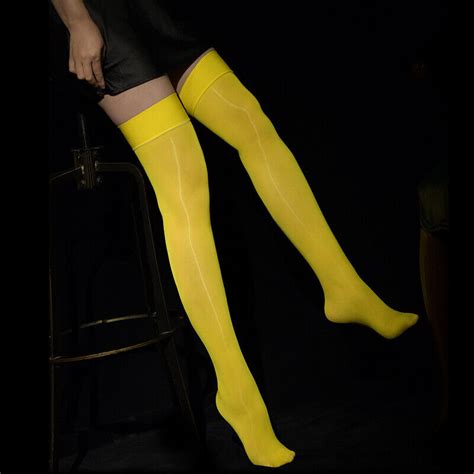 Sexy Womens Shiny Glossy Thigh High Socks Silky Sheer Stockings Hosiery Clubwear Ebay
