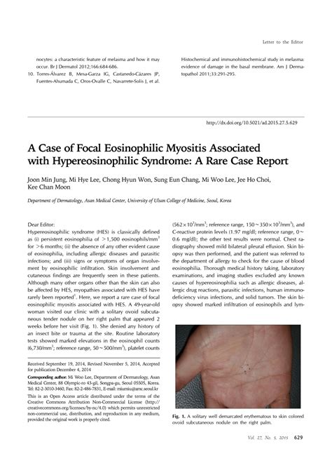 Pdf A Case Of Focal Eosinophilic Myositis Associated With