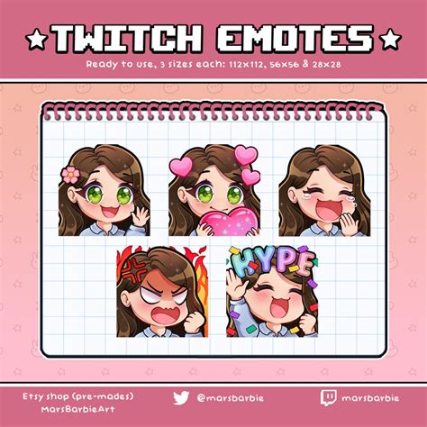 Twitch Emotes Cute Chibi Emoji Emotes For Streamers Brown Etsy Uk