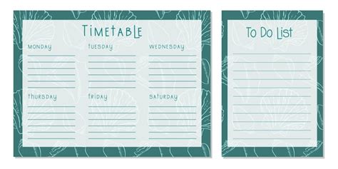 Premium Vector Timetable Seashells Class Schedule Weekly Calendar And