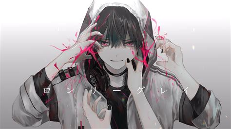 Download 2048x1152 Cool Anime Boy Hoodie Headphones