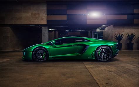Wallpaper Lamborghini Aventador Green Side View Hd Widescreen