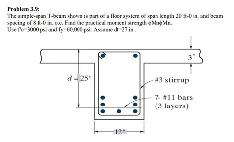 Solved Problem 39 The Simple Span T Beam Shown Is Part Of