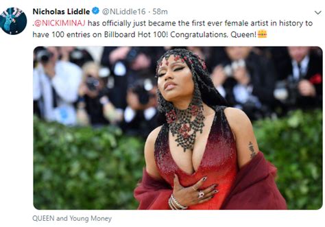 Nicki Minaj Becomes The First Female Artist In History To Have 100