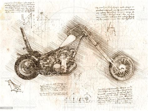 Da Vinci Sketsa Gaya Sepeda Motor Chopper Buatan Sendiri Vintage