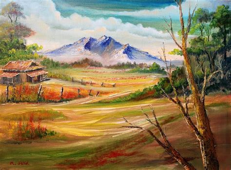 Landscape Painting Nipa Hut 2 By Remegio Onia Landscape Paintings
